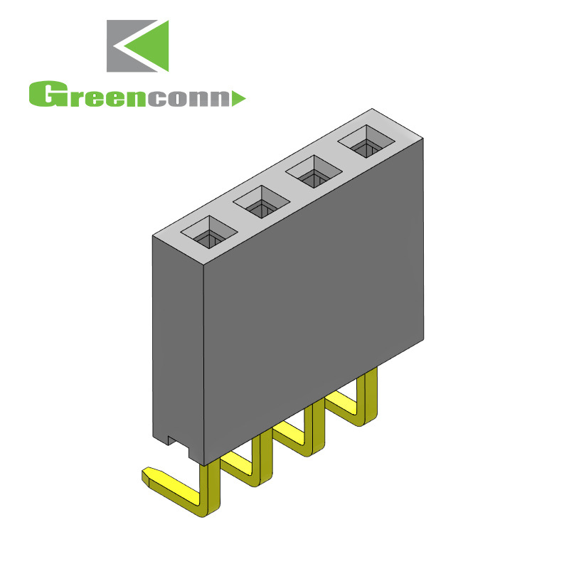 Greenconn连接器间距2.54mm单排排母2-40Pin折弯R/A型连接器