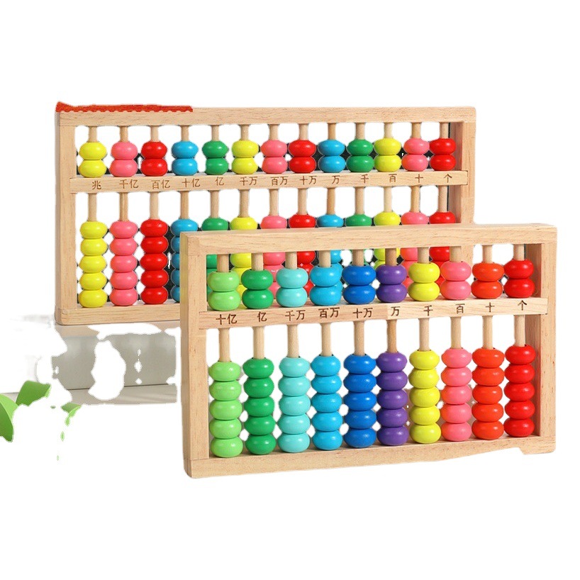 Pizarra magnética de madera de doble cara, tablero multifuncional para escribir y dibujar, soporte de cálculo y aritmética de diez niveles, juguete educativo para niños de educación temprana image 1