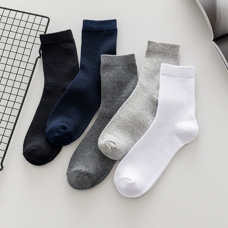Хорошие мужские носки средней длины Wuyin в японском стиле, летние повседневные Универсальные однотонные длинные носки, сетчатые дышащие хлопковые носки