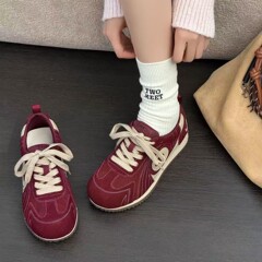 米奇联名款涡轮帆布奶牛德训鞋女2025秋新款透气运动休闲阿甘鞋潮