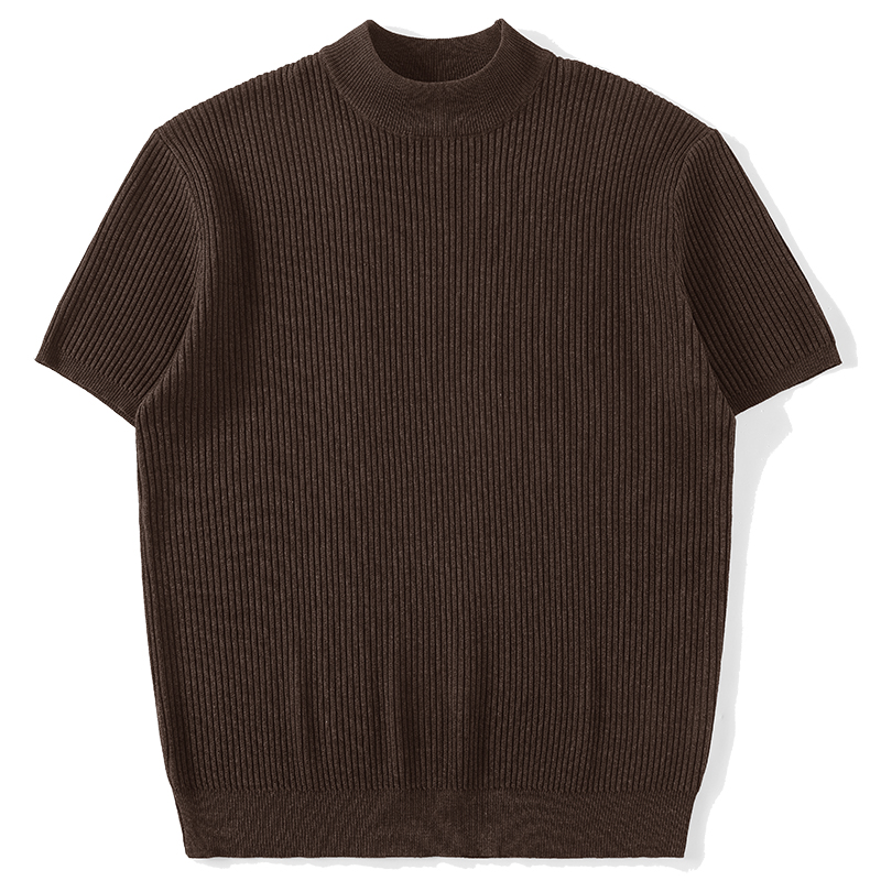 Camiseta de punto de manga corta camiseta hombre Henry delgado y delgado color sólido viejo viento de hielo seda fábrica transfronteriza al por mayor