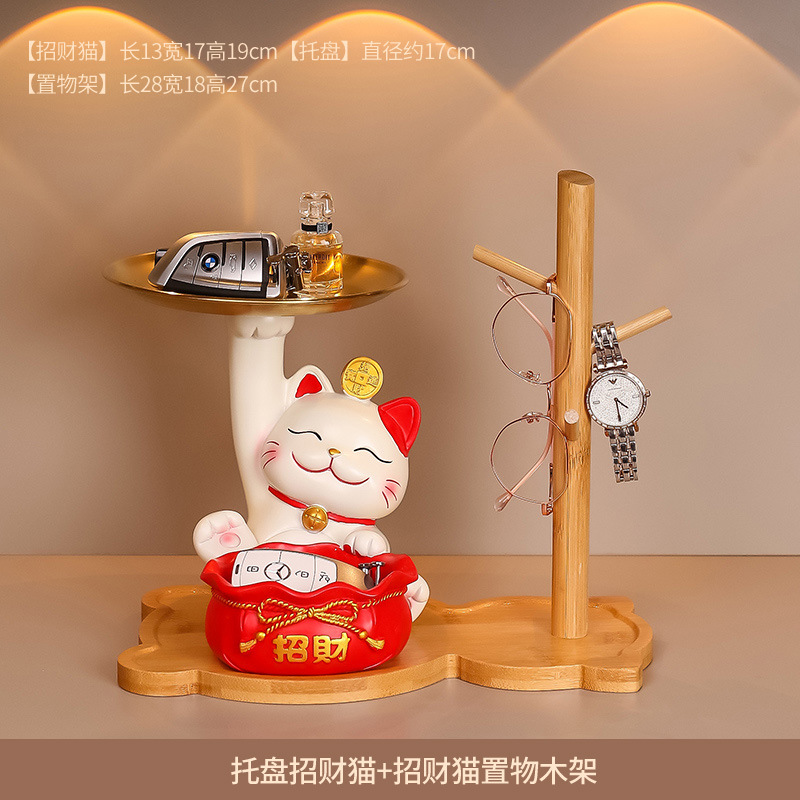 Gato afortunado nueva decoración del hogar pasillo clave de almacenamiento de recepción apertura decoración inauguración nueva bandeja de regalo para el hogar gato