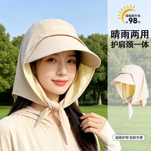 遮阳帽女夏季韩系全脸防晒帽可折叠速干空顶帽护颈防紫外线头巾帽