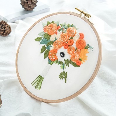 Lu bordado hecho a mano DIY principiante práctica salón pintura decorativa nórdica primaria flores y plantas traje de costura