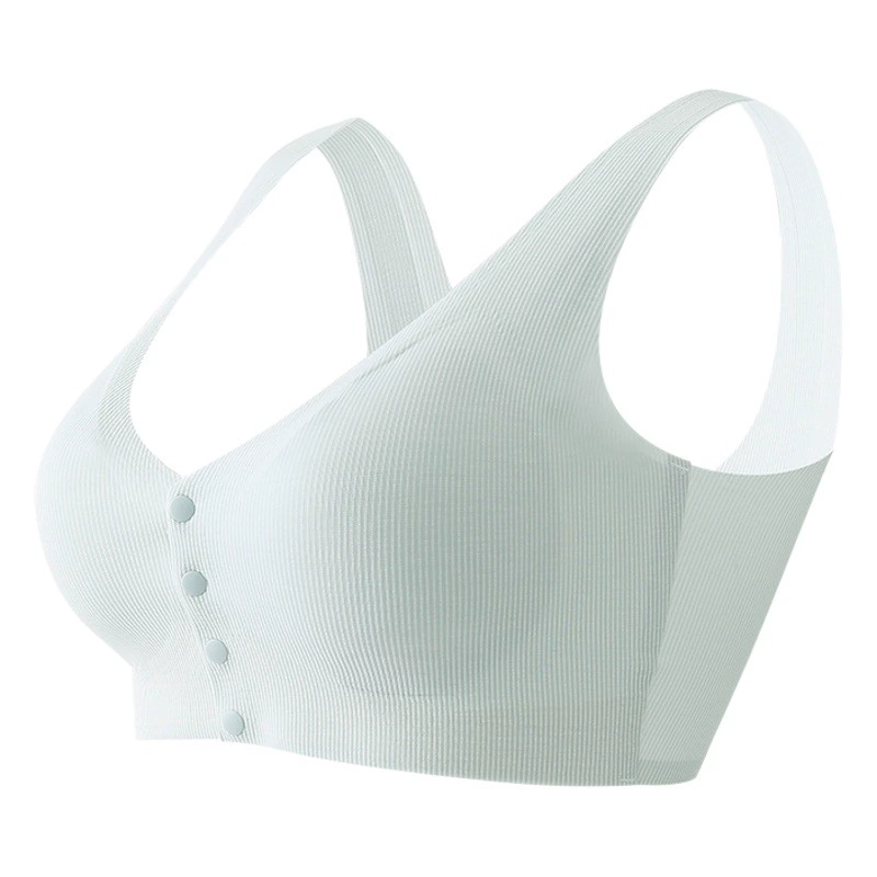 Нижнее белье для матери Женский бюстгальтер с пряжкой спереди без стального кольца Тип жилета Для людей среднего и пожилого возраста Бесшовный спортивный бюстгальтер больших размеров Летний тонкий