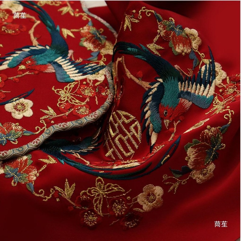 【喜上梅梢】婚扇团扇口金包diy材料绣花片喜庆手工礼物|undefined