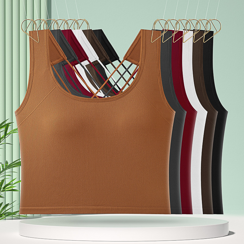 Belleza inconsútil espalda correa cruzada chaleco sujetador interior y exterior desgaste fijo Copa ropa interior caliente chica base tubo superior chaleco