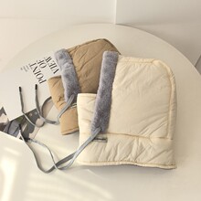 户外防风寒羽绒棉雷锋帽子女秋冬围脖一体加厚保暖护颈脖套男骑车