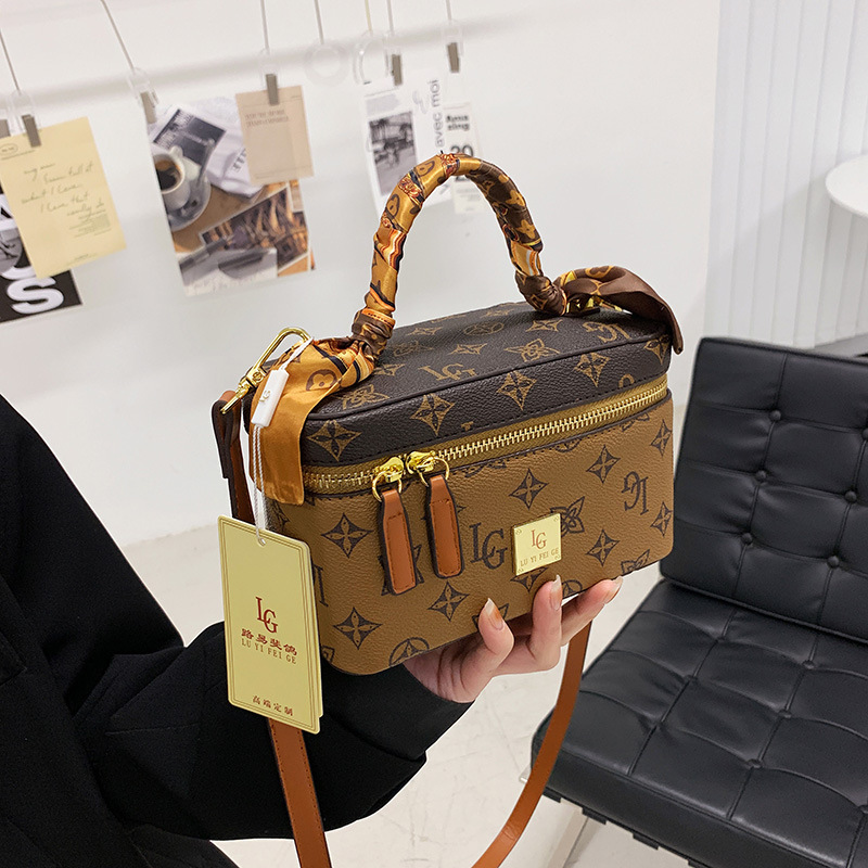 Borsa transfrontaliera, trama alla moda, popolare borsa a tracolla da donna, borsa con stampa retrò, versatile borsa cosmetica in stile coreano per donna_voghion.com