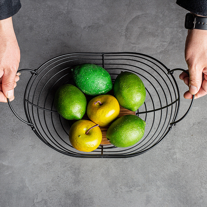 Nórdico plato de fruta creativo transfronterizo sala de estar gancho multicapa plato de fruta de madera de hierro simple plato de fruta de almacenamiento cesta de plátano