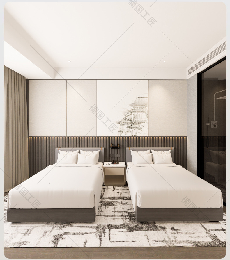 酒店家具标间全套客房专用床定 制五星级酒店床架民宿公寓宾馆床-阿里巴巴