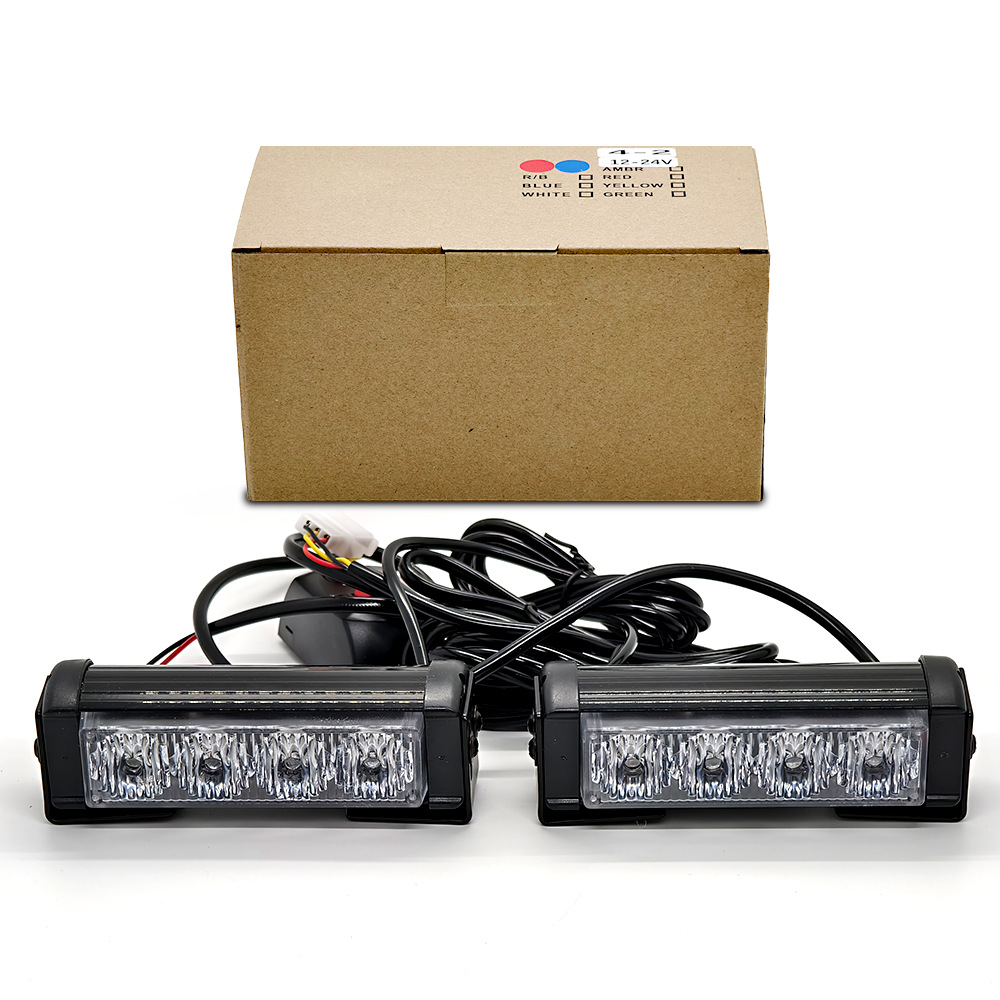 Qìchē Car Modification 4LED One-to-Two 8LED Car Light Grille Decoration Strobe Light Warning Light Flashing Light Long Bar Light (İşçi projektorları) - one-to-two-4-lights