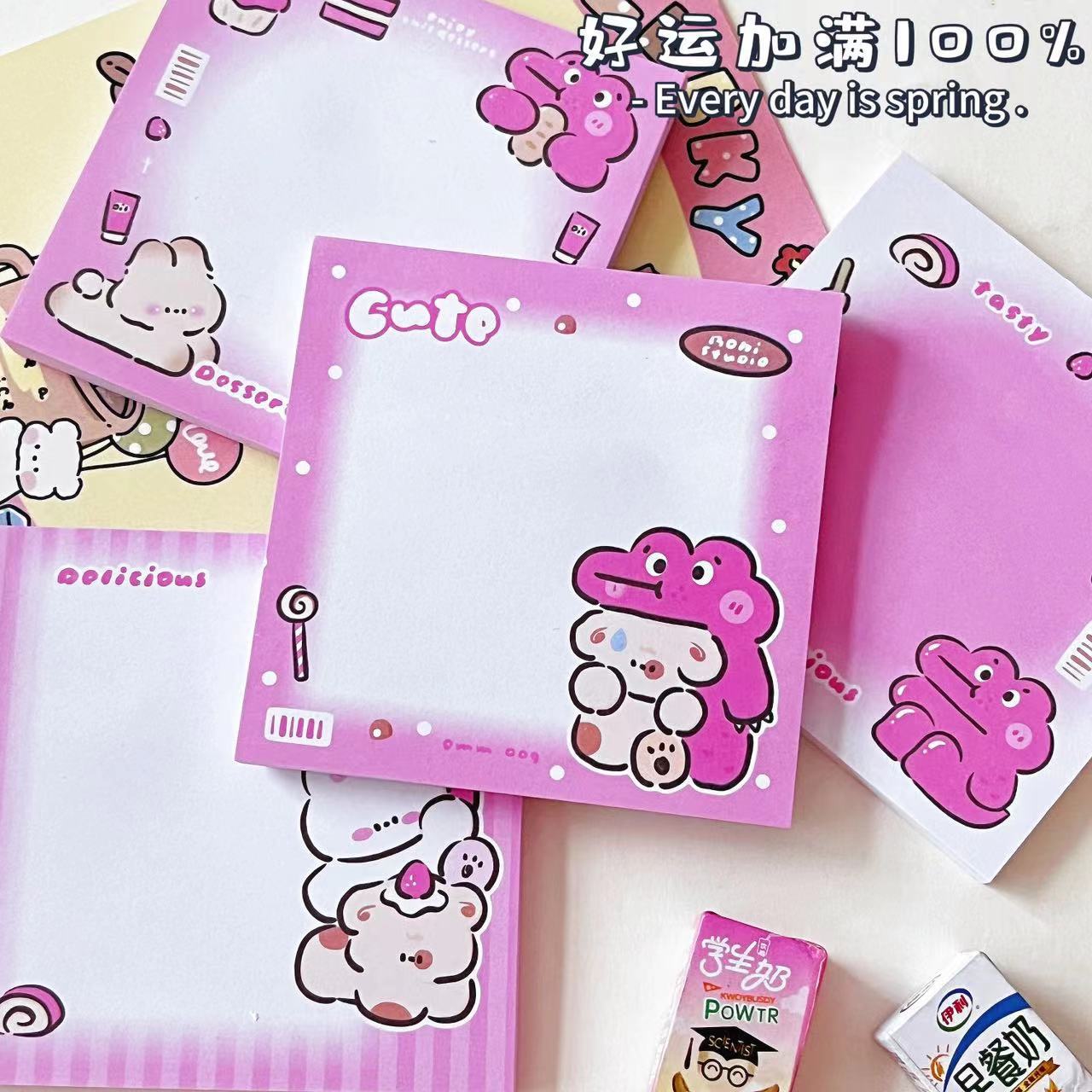 N 시간 끈적 끈적한 메모 학생 끈적 끈적한 귀여운 악어 만화 고가치 노트 종이 메시지 노트는 찢어 질 수 있습니다