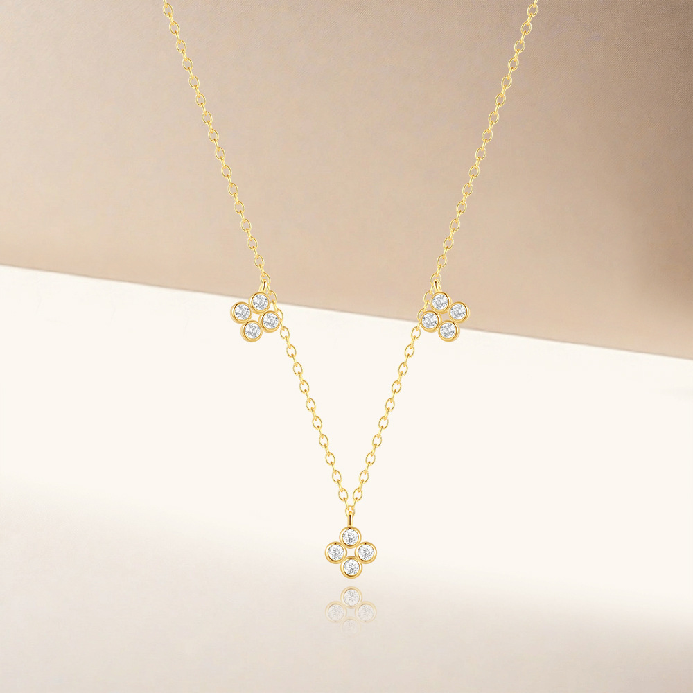 Daily Occasion 925 Sterling Silver Geometric Zircon 925 Sterling Silver Cable Chain Pendant Necklace