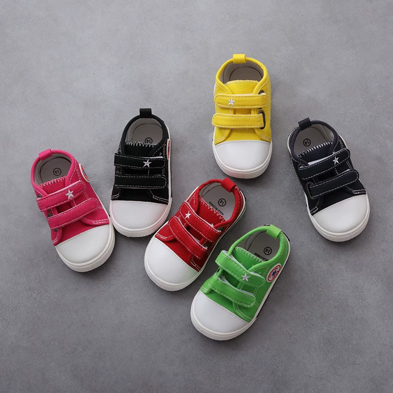[Loss Clearance] Корейская версия детской парусиновой обуви с двойным крючком и петлей для мальчиков и девочек, весенне-осенняя одинарная детская обувь