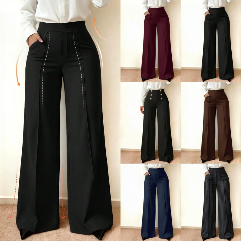 2026 European and American Amazon independent site cross-border hot-selling new casual high-waisted straight-leg pants with loose cuffs