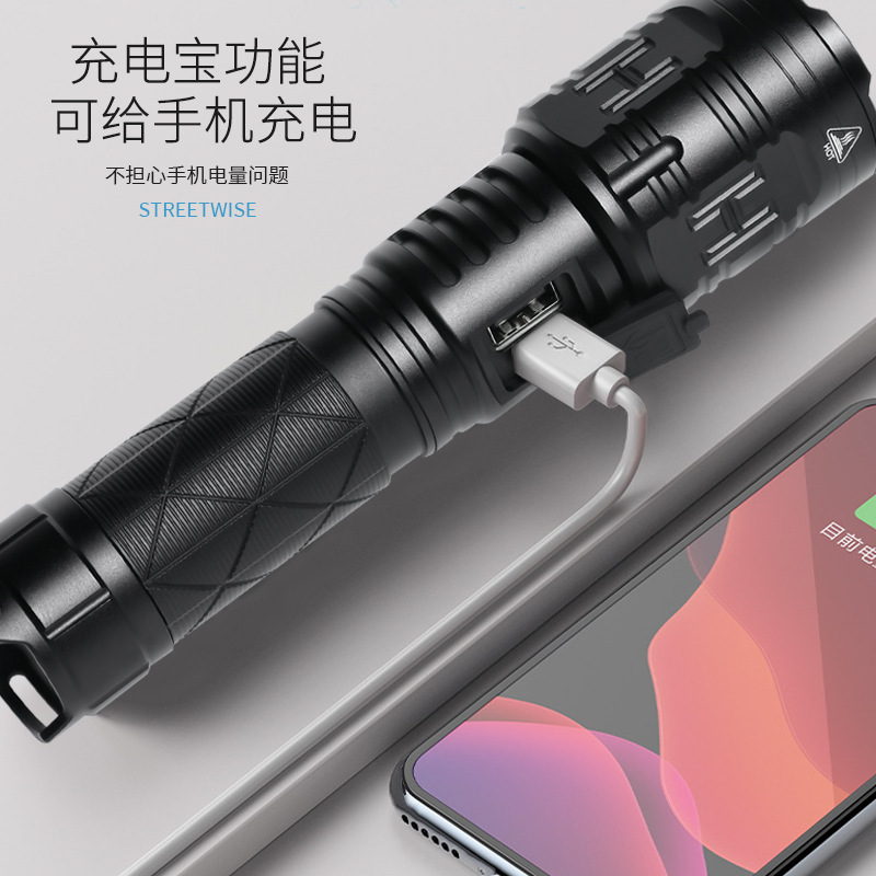 Tianhuo caliente P50 láser blanco de largo alcance linterna de zoom al aire libre luz fuerte linterna táctica de pesca selección en vivo