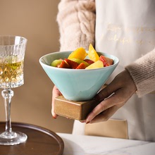 家用陶瓷高腳水果盤客廳茶幾酸奶碗甜品碗水果碗沙拉碗點心小吃盤