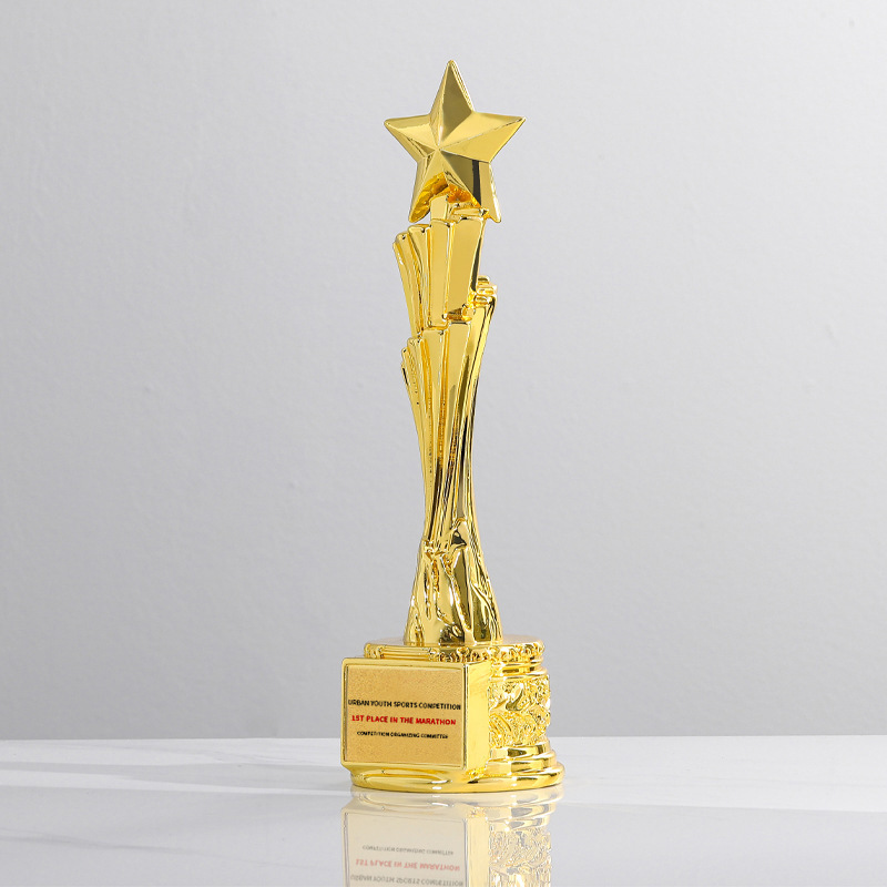 Trofeo de cristal de resina creativo, premios de producción, premios de competición deportiva de gran venta, recuerdos de reuniones anuales de empresa chapados en oro