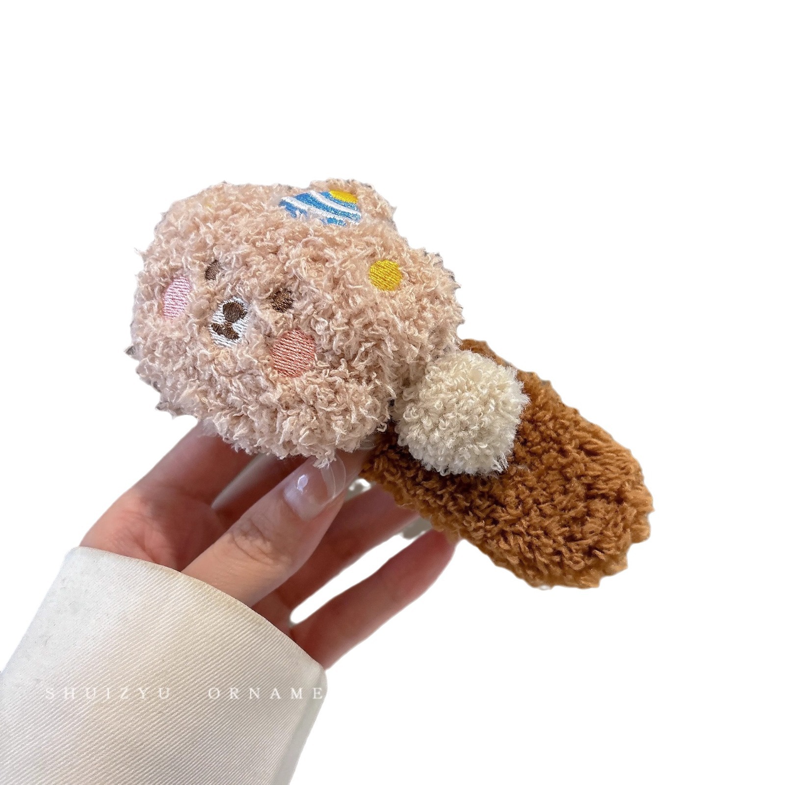 Pinzas para el pelo con forma de moño de felpa para otoño e invierno para mujer, pinzas versátiles tipo pico de pato para cabello grueso, lindas horquillas con forma de oso, accesorios para el cabello.