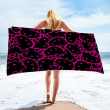 跨境沙滩巾三丽鸥定 制新品超细纤维毛巾 印花浴巾 吸水沙滩巾