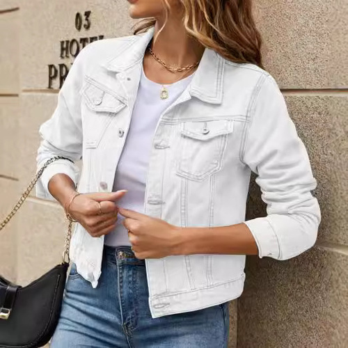 Wish Women's Fall/Winter Denim Jacket, Long-Sleeve Top