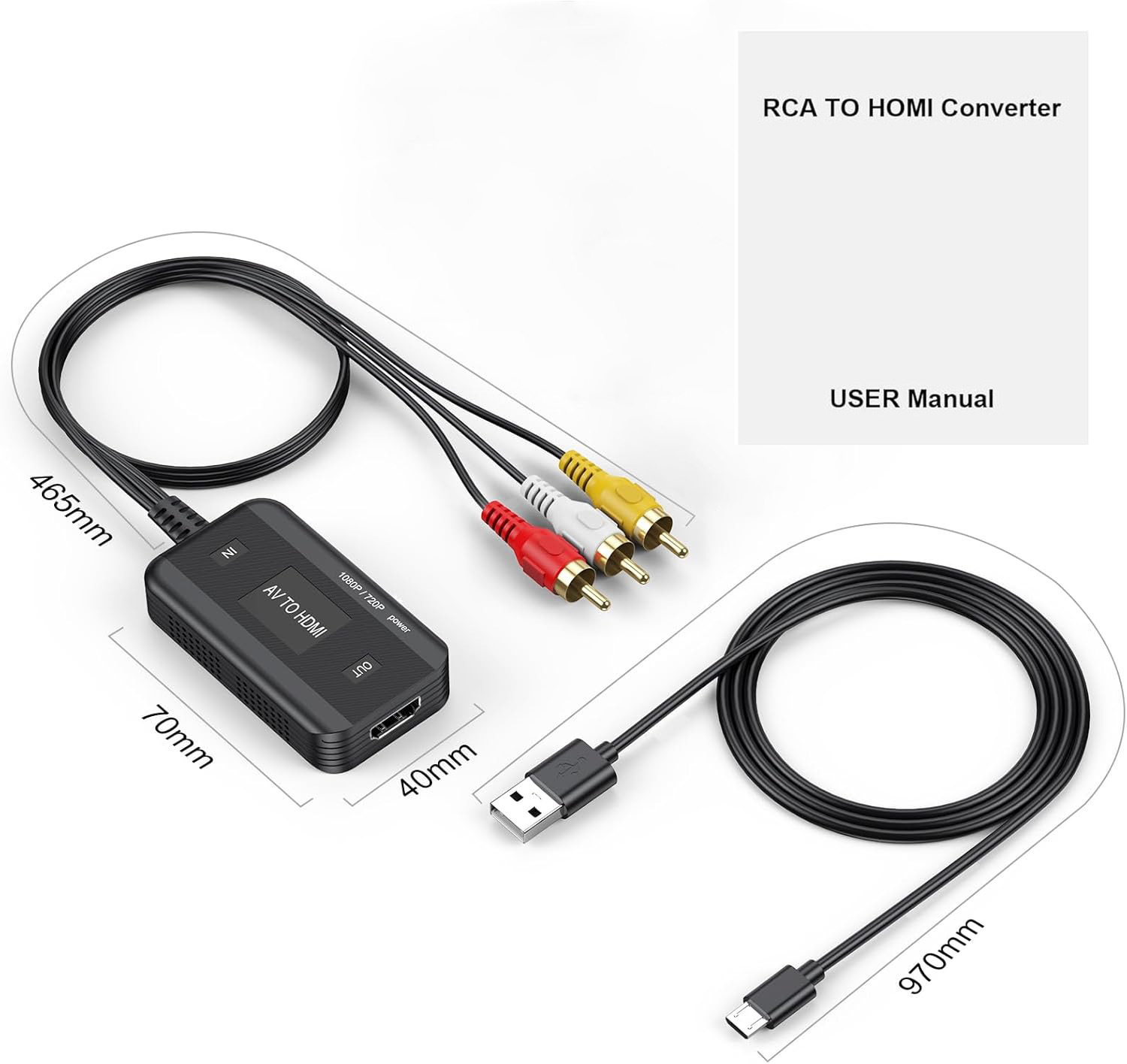 AV a convertidor de vídeo HDMI 1080p tres Lotus RCA juego de monitoreo Set-Top Box de transferencia de cable adaptador de TV