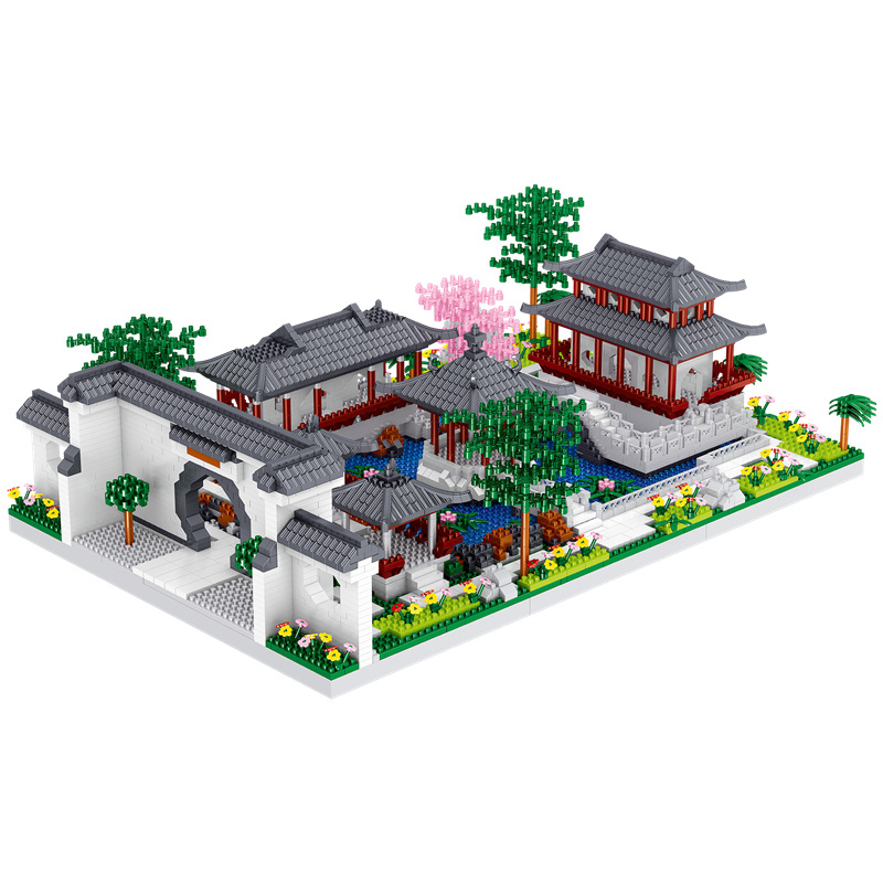 Lezhi ZI9916 Suzhou jardín en miniatura partículas de diamante montaje de bloques de construcción de juguete DIY modelo de montaje