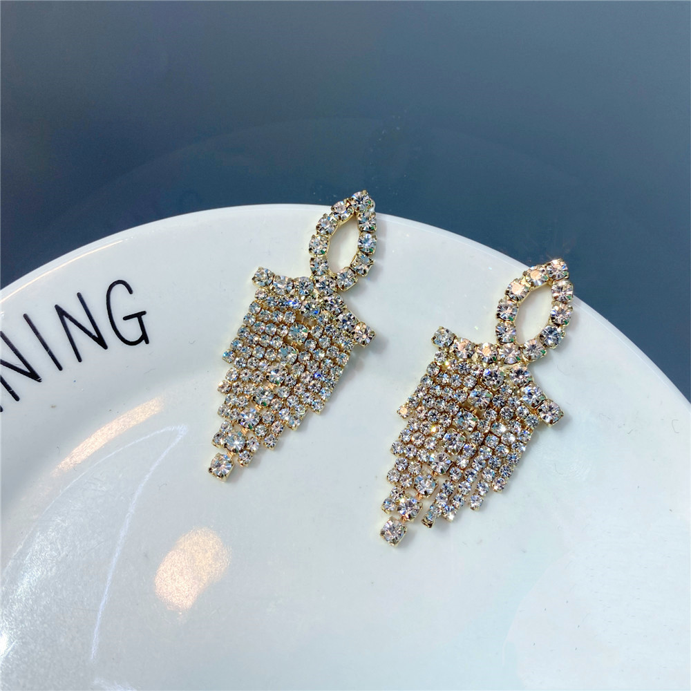 Simple Cross Tassel Diamond Earrings display picture 6