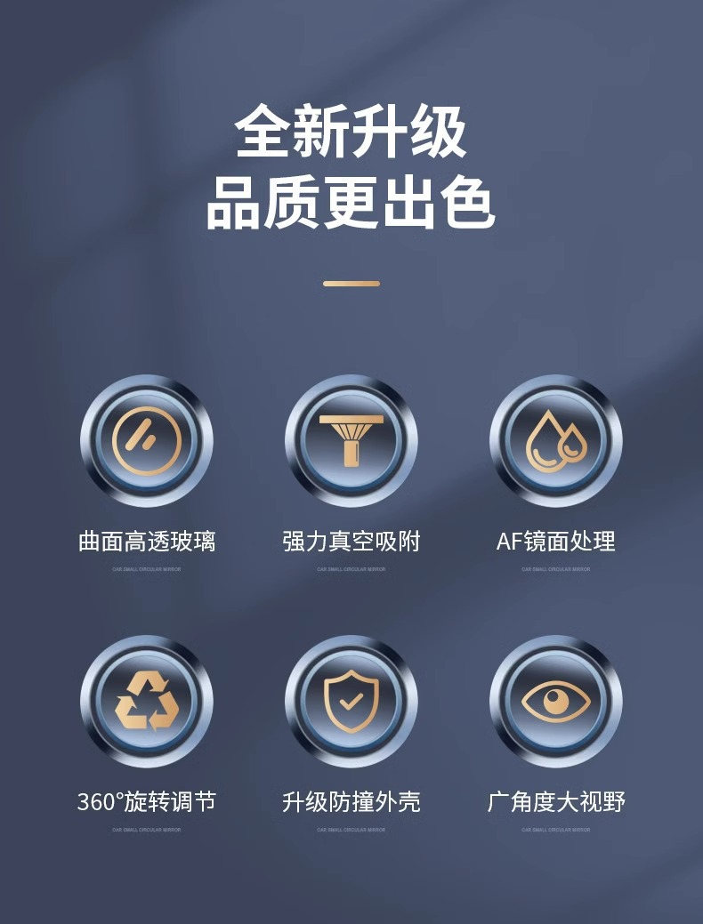 Car Reversing Rearview Mirror Adhesive Type Car Small Round Mirror 360-Degree Adjustable Large Field of View Auxiliary Free of Adhesive Blind Spot
