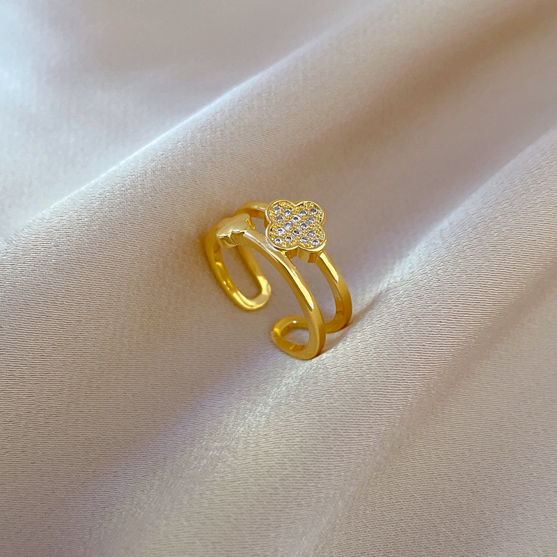 Offener Zweilagiger Ring Mit Zirkonia Für Damen Moderner Schmuck_voghion.com