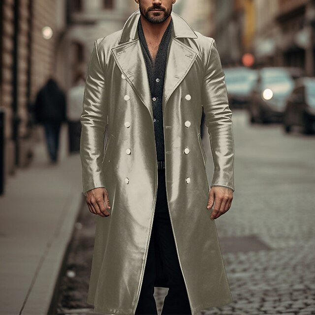 Herbst und Winter Neue Große Größe Lange Windjacke Zweireiher Schnalle Deutsch Militär Leder Mantel männer_voghion.com