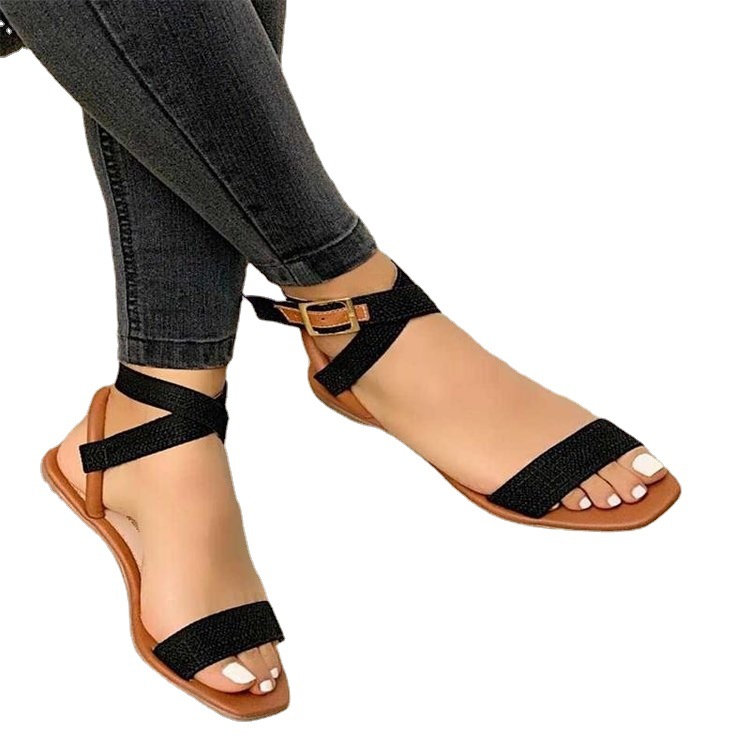 Sommerschuhe Plus Size 2021 Neue Knöchelwickel Outdoor Gürtelschnalle Sandalen Damen Hausschuhe_voghion.com