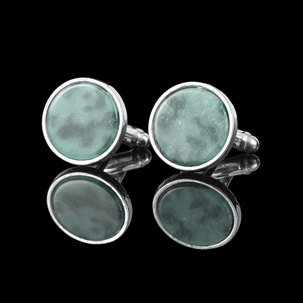 Hochwertige französische Manschettenknöpfe mit blauem Muster, Manschettenknöpfe aus Legierung, Retro-Muschelmanschetten, Business-Herrenhemdknöpfe auf Lager_voghion.com