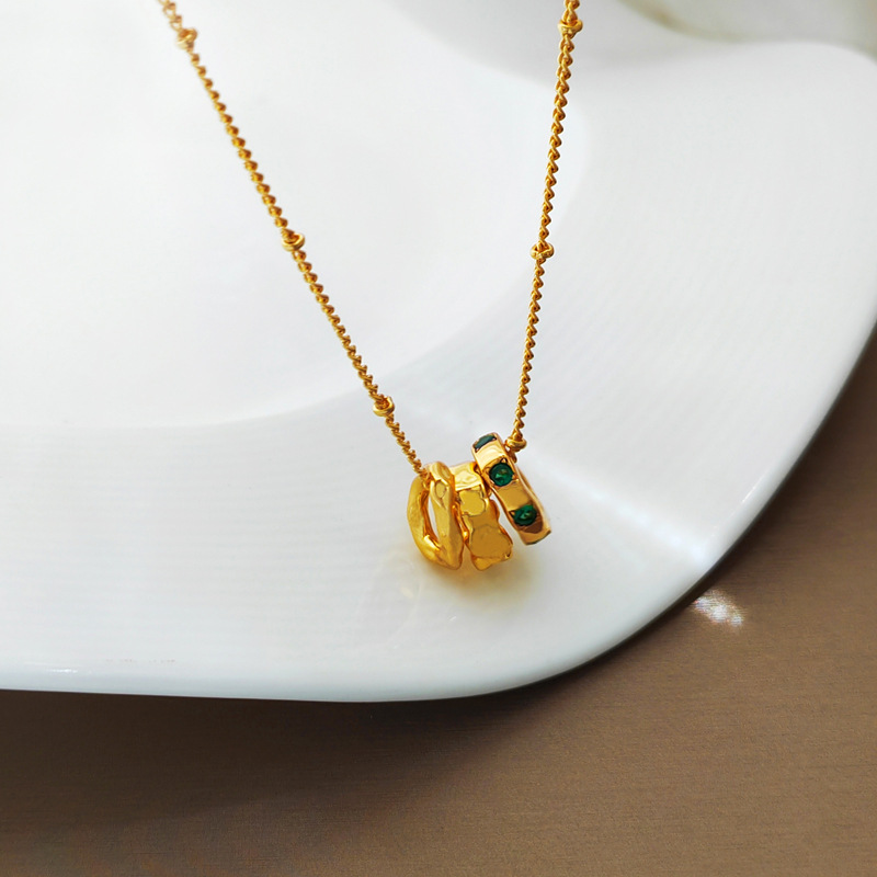 Fashion Geometric Copper Inlay Artificial Gemstones Necklace 1 Piece