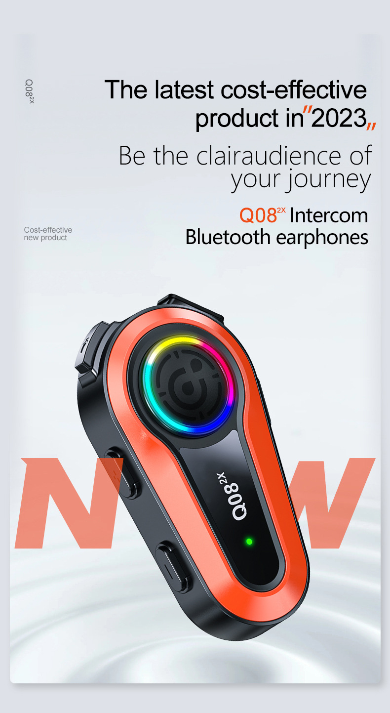 Q082X Helmet Bluetooth Headset 1000m Dual-Intercom Motorcycle Helmet Headset Amazon's Best-Selling Product