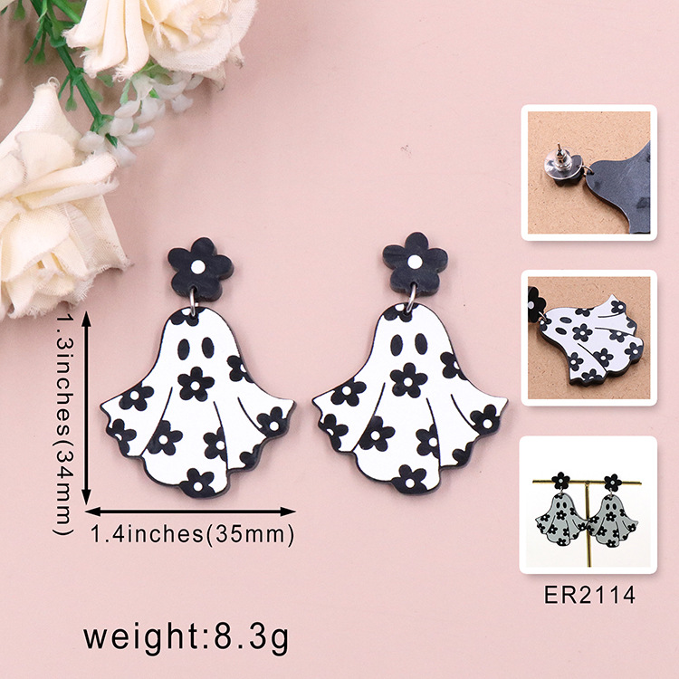 12g Weight Drop Earrings Classification 1 Pair Quantity 1 Pair Simple Style Flower Printing Arylic Drop Earrings