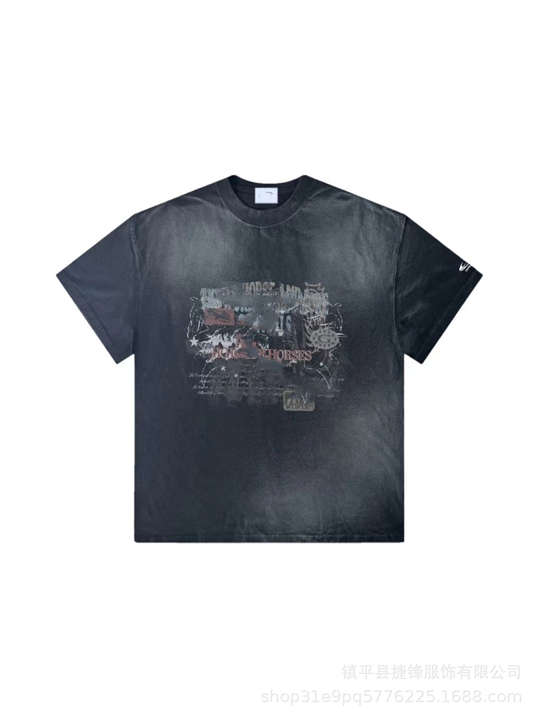 クロスボーダーの新型欧米のファッションブランドのレトロな水洗いは古い落書きをします。