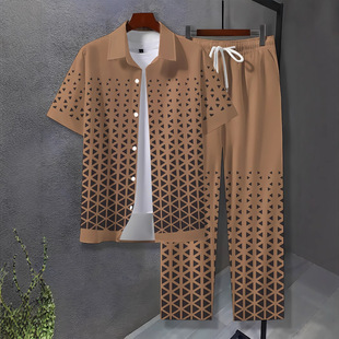 Men's travel set, summer trend universal high quality shirt, with short sleeve