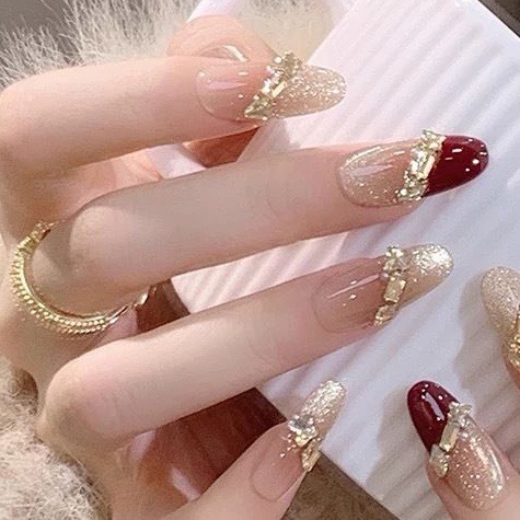 Manual puro francés ojo de gato usar manicure parche de uñas acabado vino rojo oro blanqueador parche de uñas blanqueador brillante