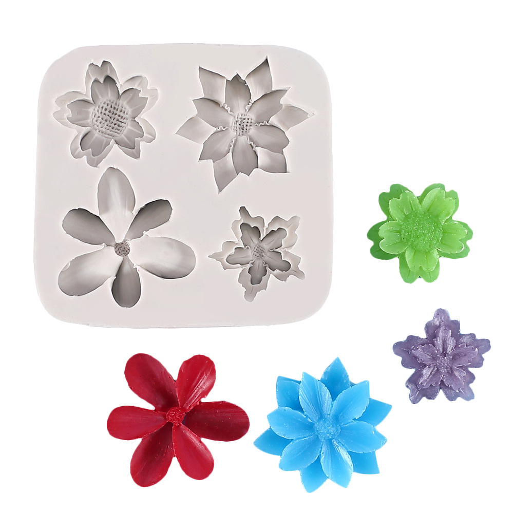 雏菊樱花太阳花造型液态硅胶模具 DIY翻糖蛋糕装饰巧克力黏土模具