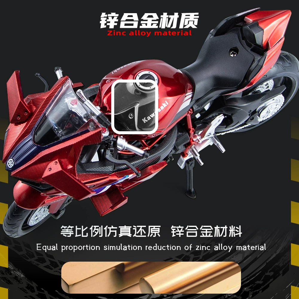 彩珀 Kawasaki, воин, реалистичный мотоцикл, металлическая модель с подсветкой и музыкой, минифигурка, масштаб 1:12