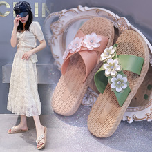新款花朵夏季拖鞋女外穿时尚韩版耐磨防滑女士平底一字凉拖鞋批发