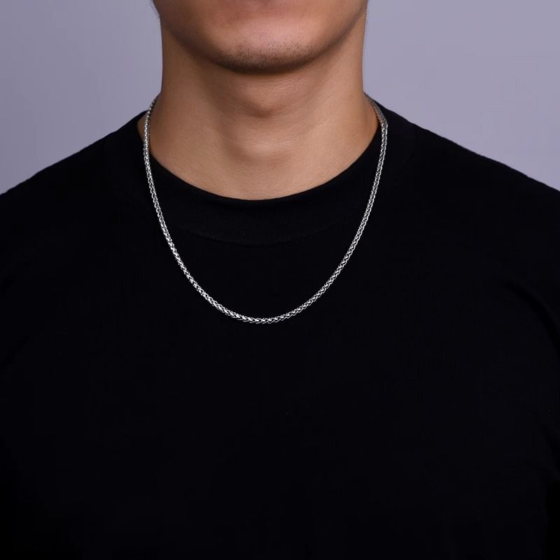 Collar de quilla de plata de ley 925 para hombre Hip-Hop simple para hombre Cadena de plata Chopin retro salvaje de alta gama Cadena de clavícula