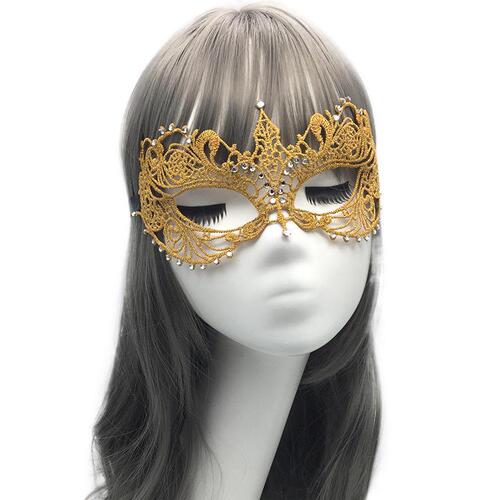 Masquerade Hollow Lace Mask Halloween Props Black Half Face Adult Sexy Diamond Eye Mask for Women