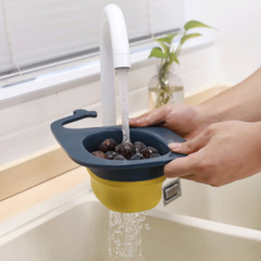 鯨魚水槽瀝水籃廚房果蔬可摺疊洗菜盆水池剩菜剩飯瀝水籃