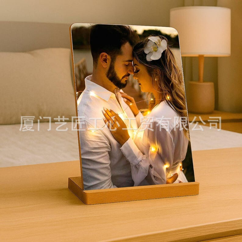 Amazon Cross-Border Etsy Independent Station Pod Customized Bamboo Bottom Metal Aluminum Photo Frame Single-Sided Printing One Piece Customization Amazon Cross-Border Etsy Independent Station Pod Customized Bamboo Bottom Metal Aluminum Photo Frame Single-Sided Printing One Piece Customization