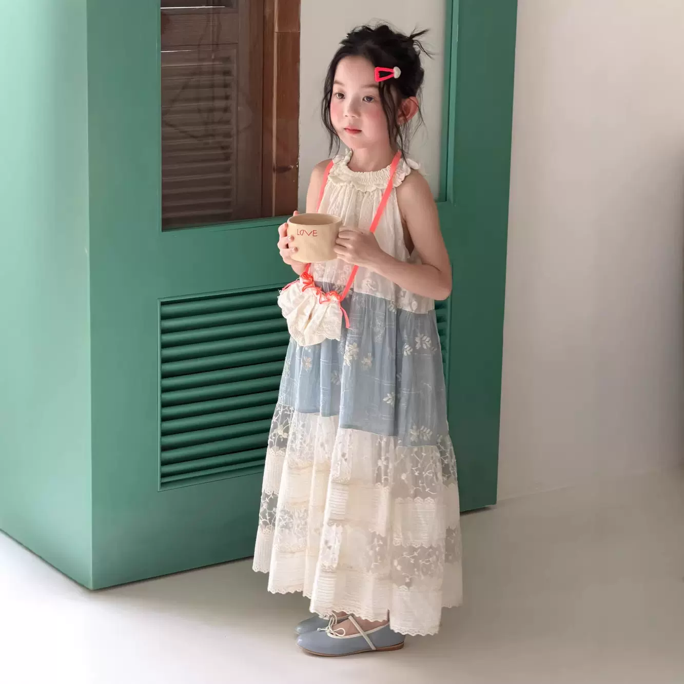 半柚童裙2026夏季女童韩版碎花拼接连衣裙儿童宽松甜美公主背心裙