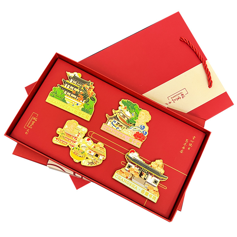창사 냉장고 스티커 창조적 인 금속 도시 관광 명소 기념품 세트 냉장고 스티커 교사의 날 선물