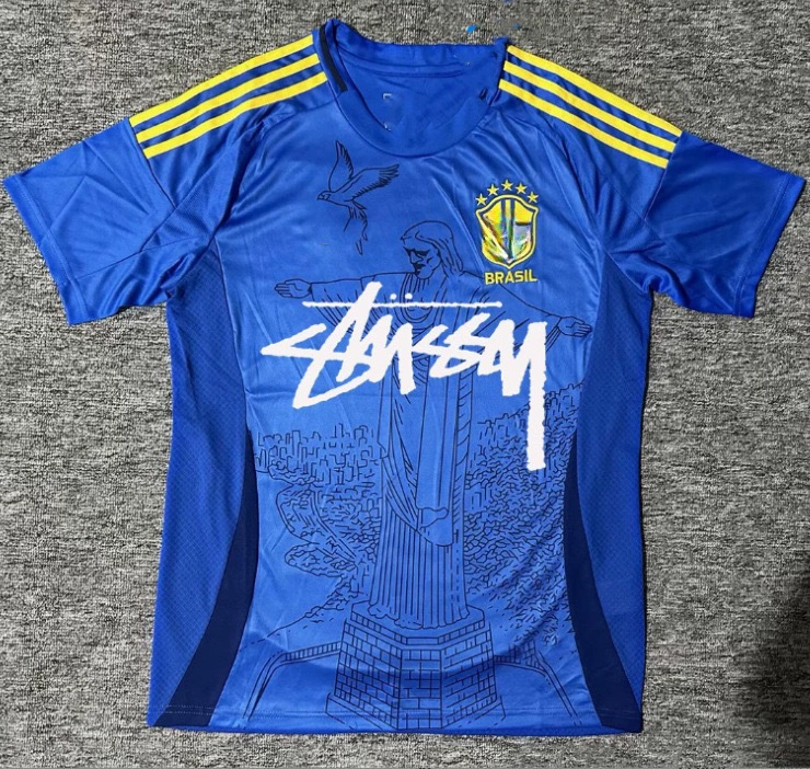 Футболка Stussy Stussy с подписью, Аргентина, Интер, Бразилия, Италия, Фламенго, короткие рукава